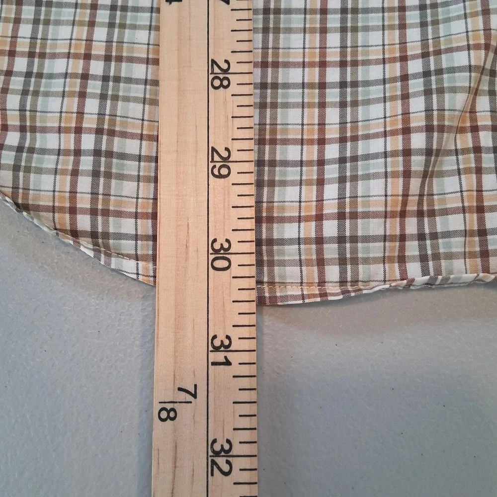 Banana Republic Mens M‎ Slim Fit Soft Wash Plaid Button Down Shirt Brown Green